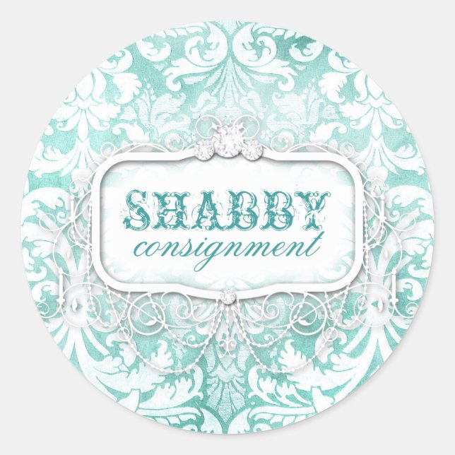 Rond Sticker Vintage Turquoise GC Shabby (Devant)