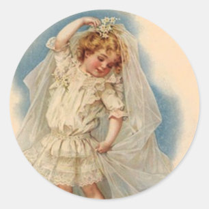 Rond Sticker Vintage Victorian Bride Mariage Gown Dream
