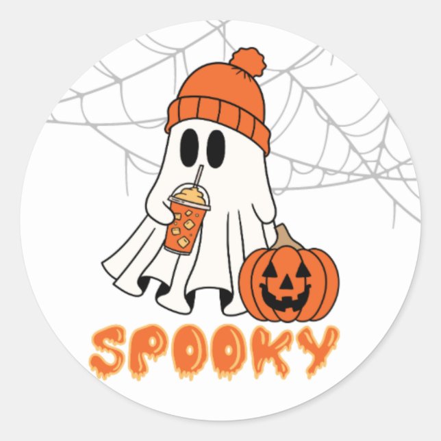 Rond sticker vinyle éffrayant pour fantôme (Devant)