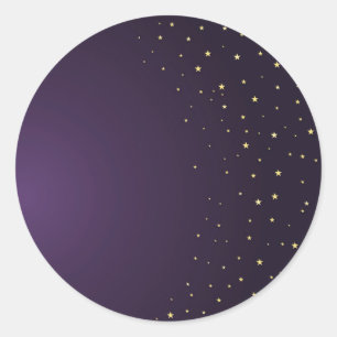 Rond Sticker violet modèle vierge aux étoiles magiques