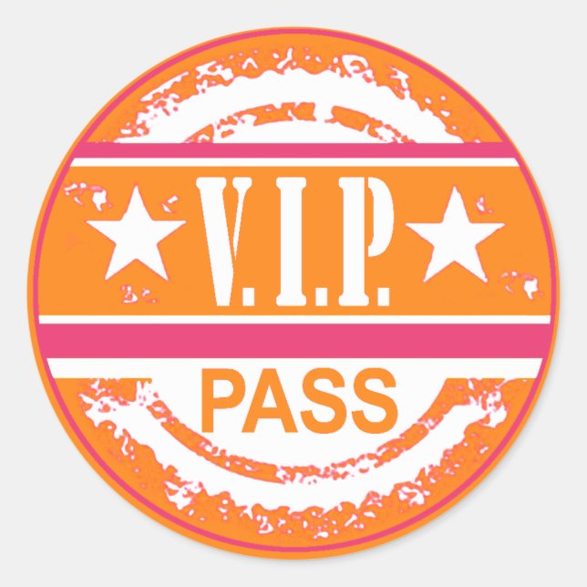 Rond Sticker VIP Pass Party (rose citrouille chaud) (Devant)