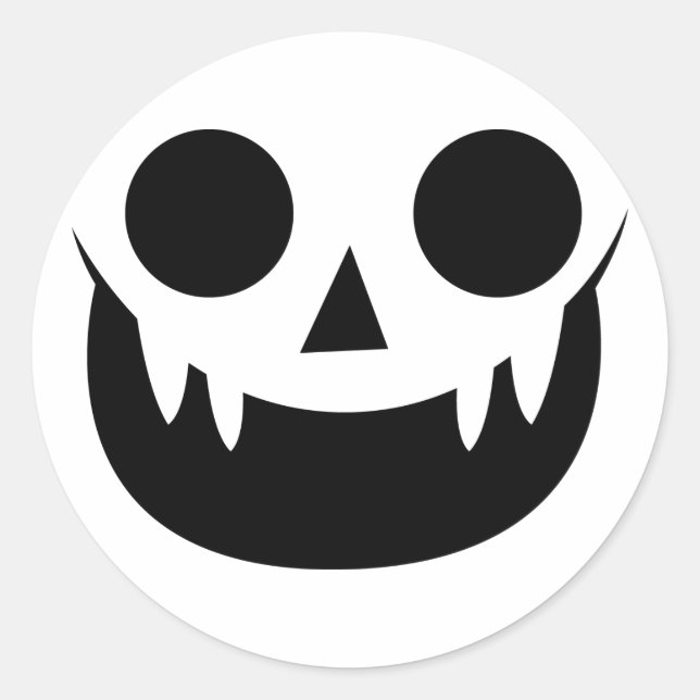 Rond Sticker Visage Citrouille Vampire mignon (Devant)