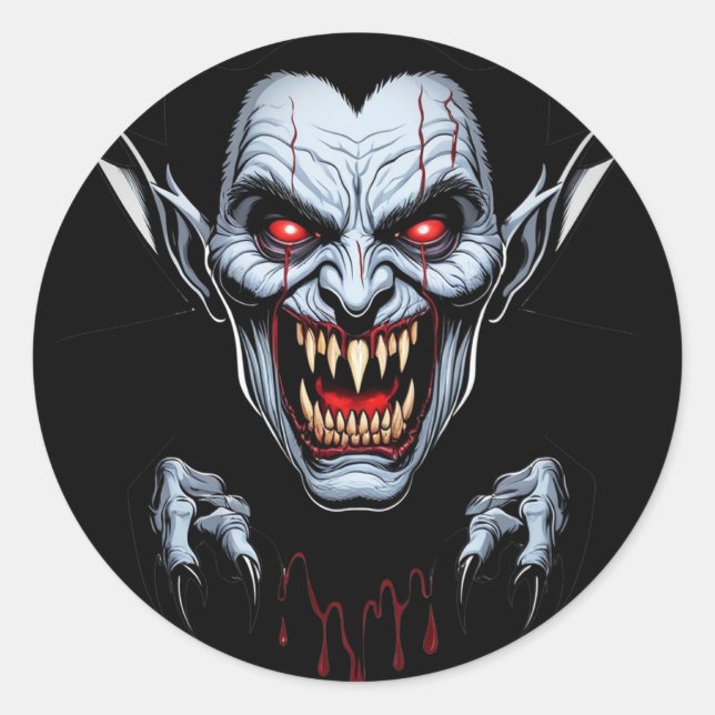 Rond Sticker visage Eerie Vampire (Devant)