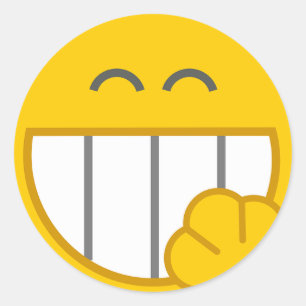 Rond Sticker Visage Jaune Mignonne Rire