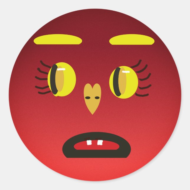 Rond Sticker Visage Triste Jaune (Devant)