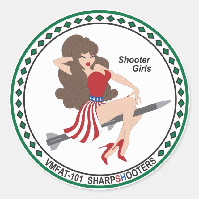 Rond Sticker VMFAT-101 "Shooter Girls" - Janice (Devant)