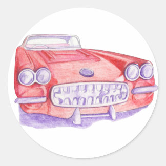 Rond Sticker voiture rouge jouet