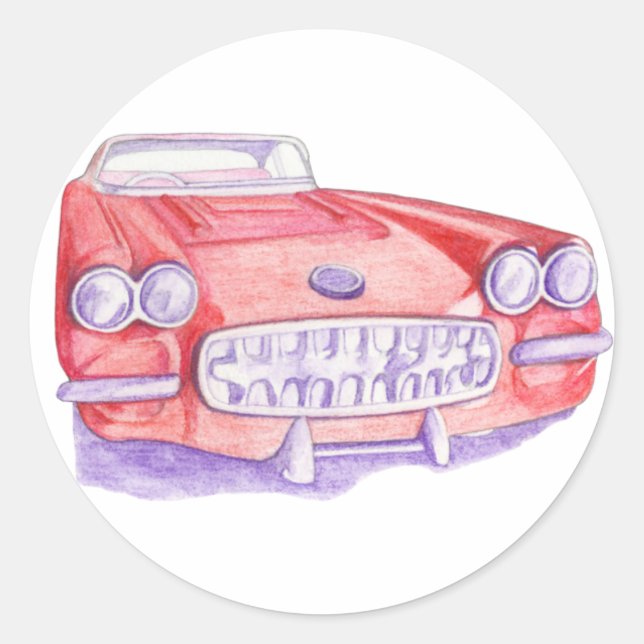 Rond Sticker voiture rouge jouet (Devant)