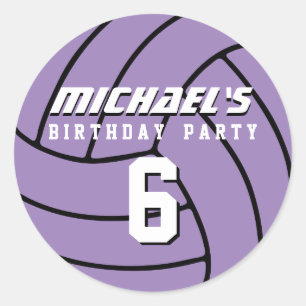 Rond Sticker Volleyball Violet Sports Anniversaire