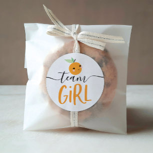 Rond Sticker Voter Révélation Sexe Little Cutie Orange