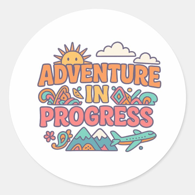 Rond Sticker Voyage Aventure en Progrès (Devant)