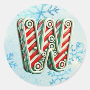 Rond Sticker "W" de Noël sucre de canne, Stripes festiv