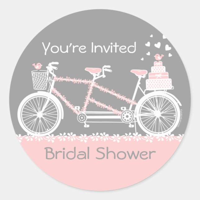 Rond Sticker Wedding shower à vélo Tandem (Devant)