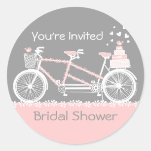 Rond Sticker Wedding shower à vélo Tandem