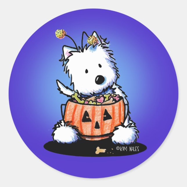 Rond Sticker Westie Trick or-Traite (Devant)