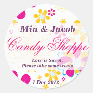 Rond Sticker Whimsical Fleur colorée Candy Shoppe