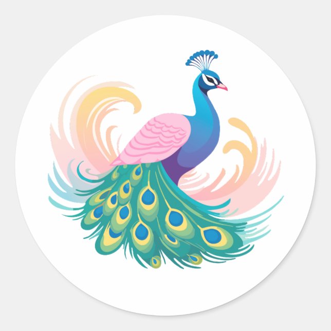 Rond Sticker Whimsy Peacock (Devant)