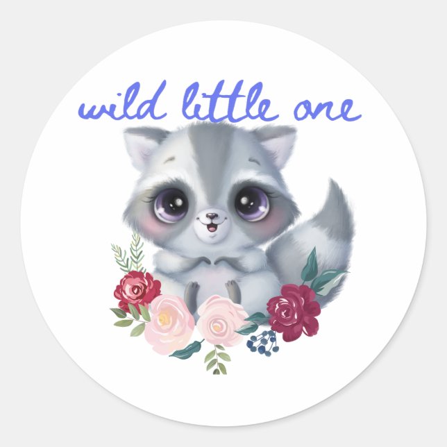 Rond Sticker Wild Little One Raccoon (Devant)