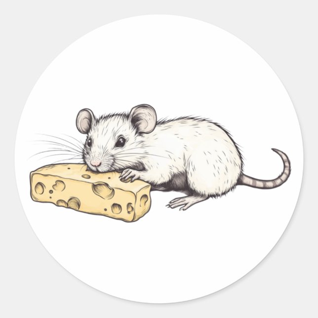 Rond Sticker with a picture of a rat with cheese (Devant)