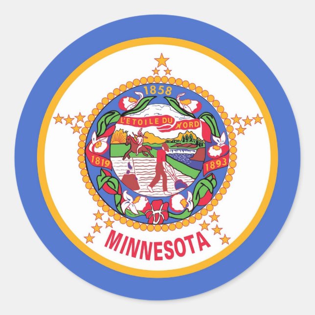 Rond Sticker with Flag of Minnesota (Devant)