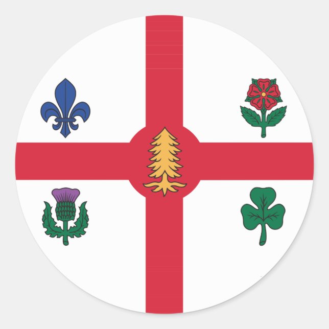 Rond Sticker with Flag of Montreal, Canada (Devant)