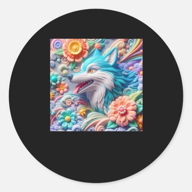 Rond Sticker Wolf 3d (Devant)