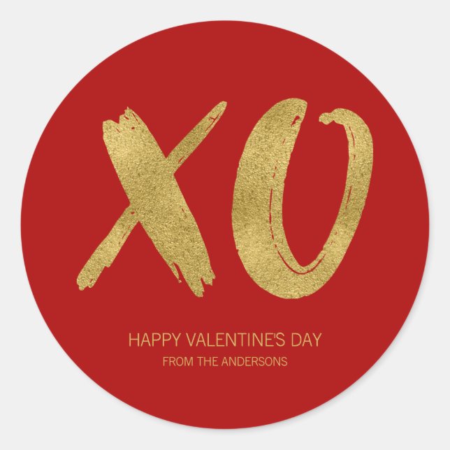 Rond Sticker XOXO Valentine Brossé Gold Foil (Devant)