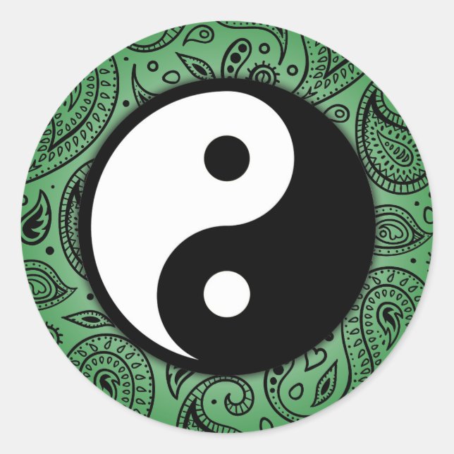 Rond Sticker Yin Yang Paisley (Devant)