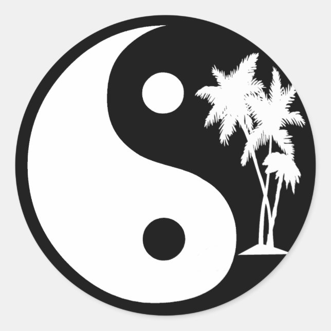 Rond Sticker Yin Yang pour palmier noir et blanc (Devant)