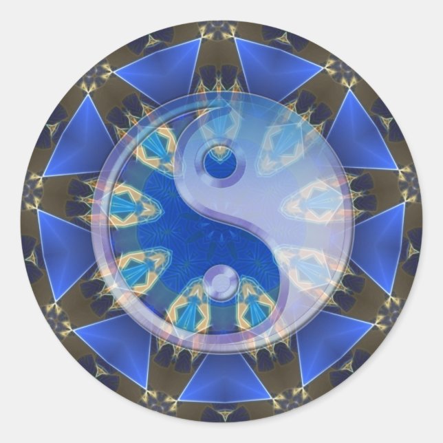 Rond Sticker Yin Yang Serpent Circle Mandala (Devant)