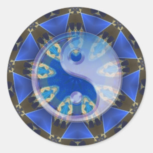 Rond Sticker Yin Yang Serpent Circle Mandala