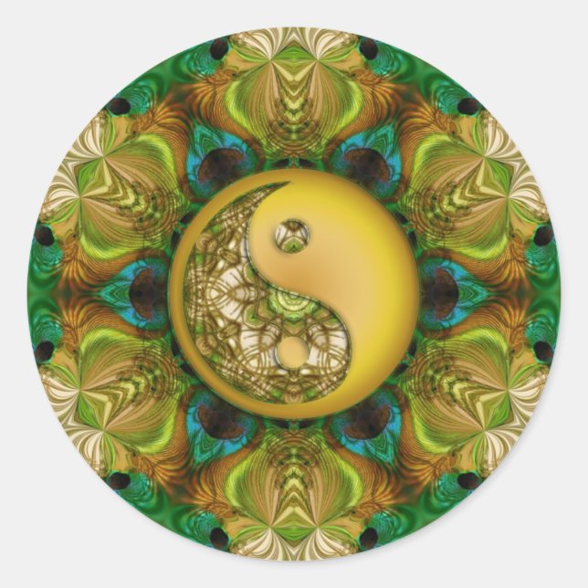 Rond Sticker YinYang Mandala Jaune (Devant)