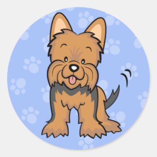 Rond Sticker Yorkie pour chien de caricature mignon