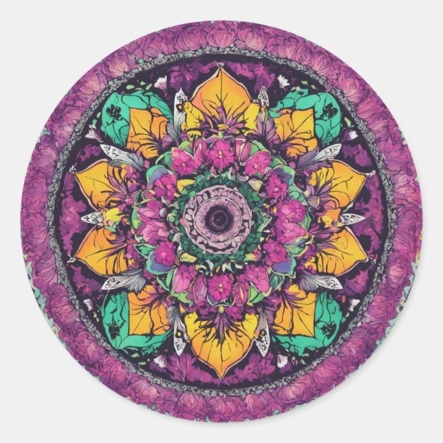Rond Sticker Zen Harmony Mandala (Devant)