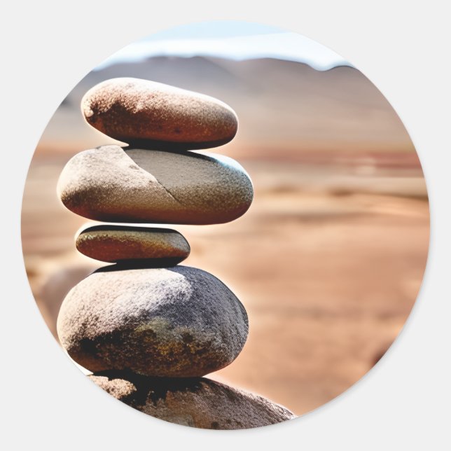 Rond Sticker Zen Stacked Rocks (Devant)