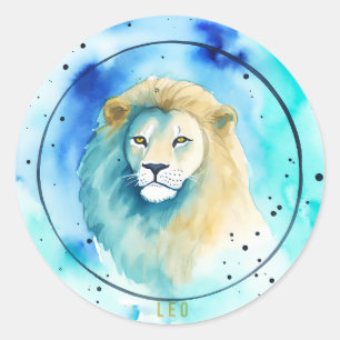 Rond Sticker Zodiac en aquarelle Leo