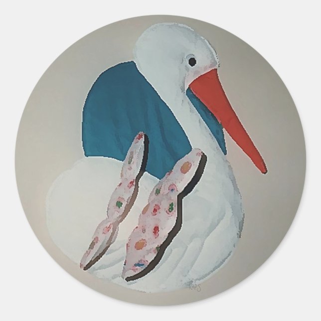 Rond Stork Storks Baby Newborns Sticker (Devant)