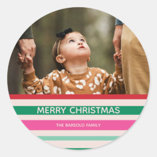 Rond Stripes colorées Sticker photo de Noël
