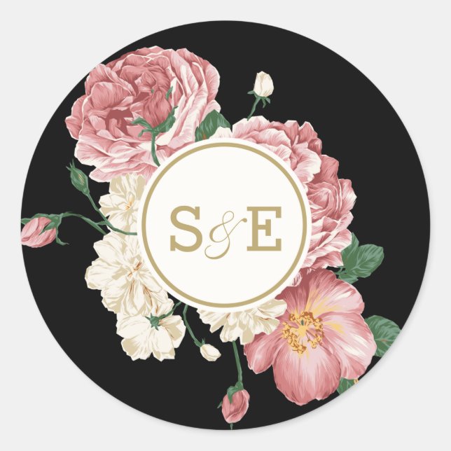 Rond Stripes florales Favoriser Sticker / Enveloppe Sce (Devant)
