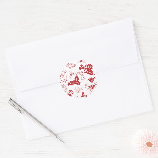 Rond Sucre de canne Holly | Sticker de vacances blanc e (Enveloppe)