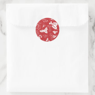 Rond Sucre de canne Holly   Sticker de vacances rouge e