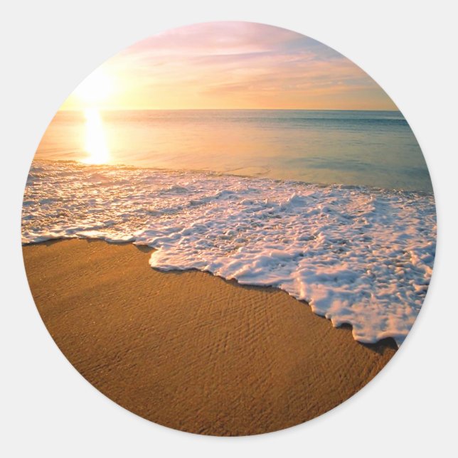 Rond Sunset Beach Mariage Party Favoriser Sticker (Devant)