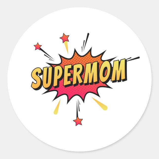 Rond Supermom Retro Comic Pop Art | Sticker (Devant)