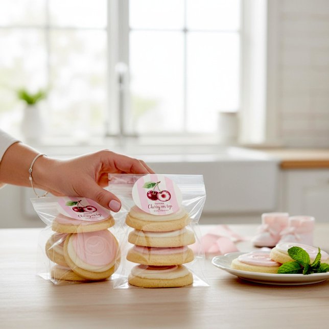 Rond Sweet Cherry Watercolor Baby Shower Sticker (Créateur téléchargé)