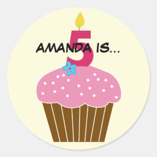 Rond Sweet Cupcake Sticker cinquième anniversaire