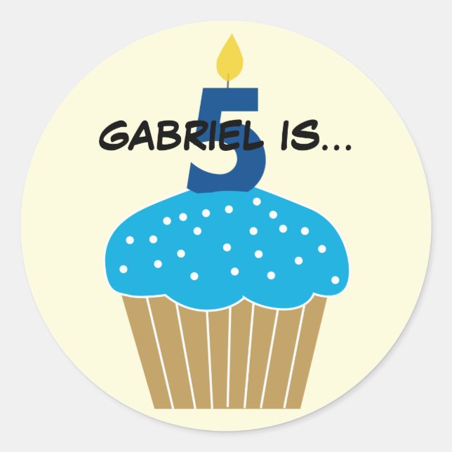 Rond Sweet Cupcake Sticker cinquième anniversaire (Devant)