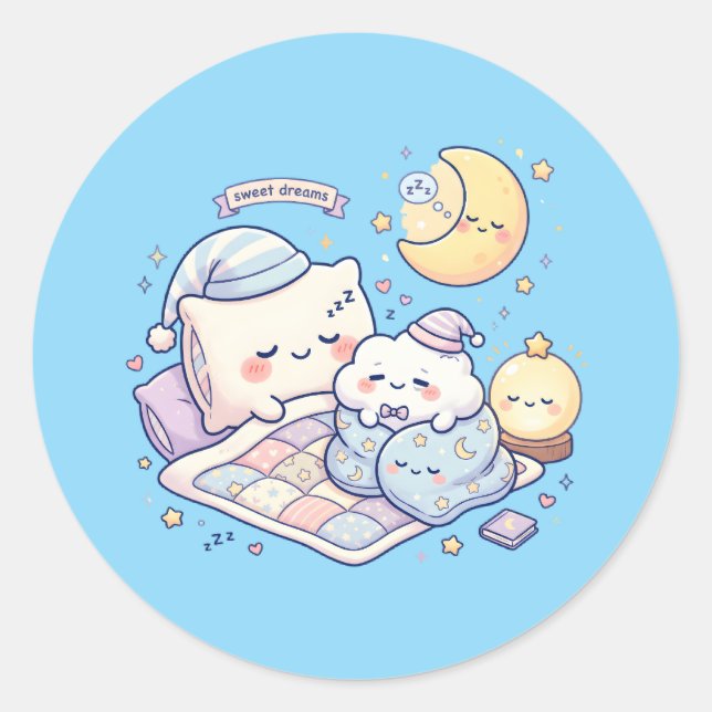 Rond Sweet Dreams Kawaii Mini Sticker Sheet (Devant)