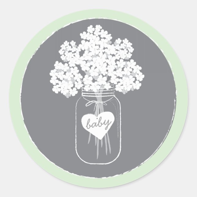 Rond Sweet Mason Jar Baby shower Favoriser Sticker (Devant)
