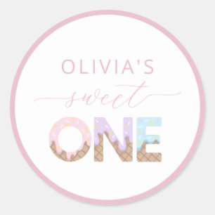 Rond Sweet One Ice Cream Anniversaire Favoriser Sticker