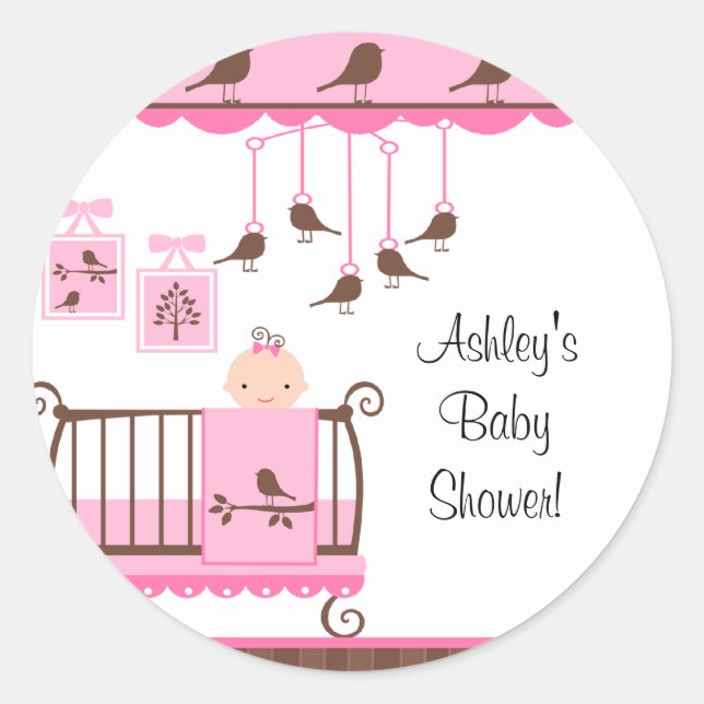 Rond Sweet Pink Baby Room Vous êtes invité Sticker (Devant)